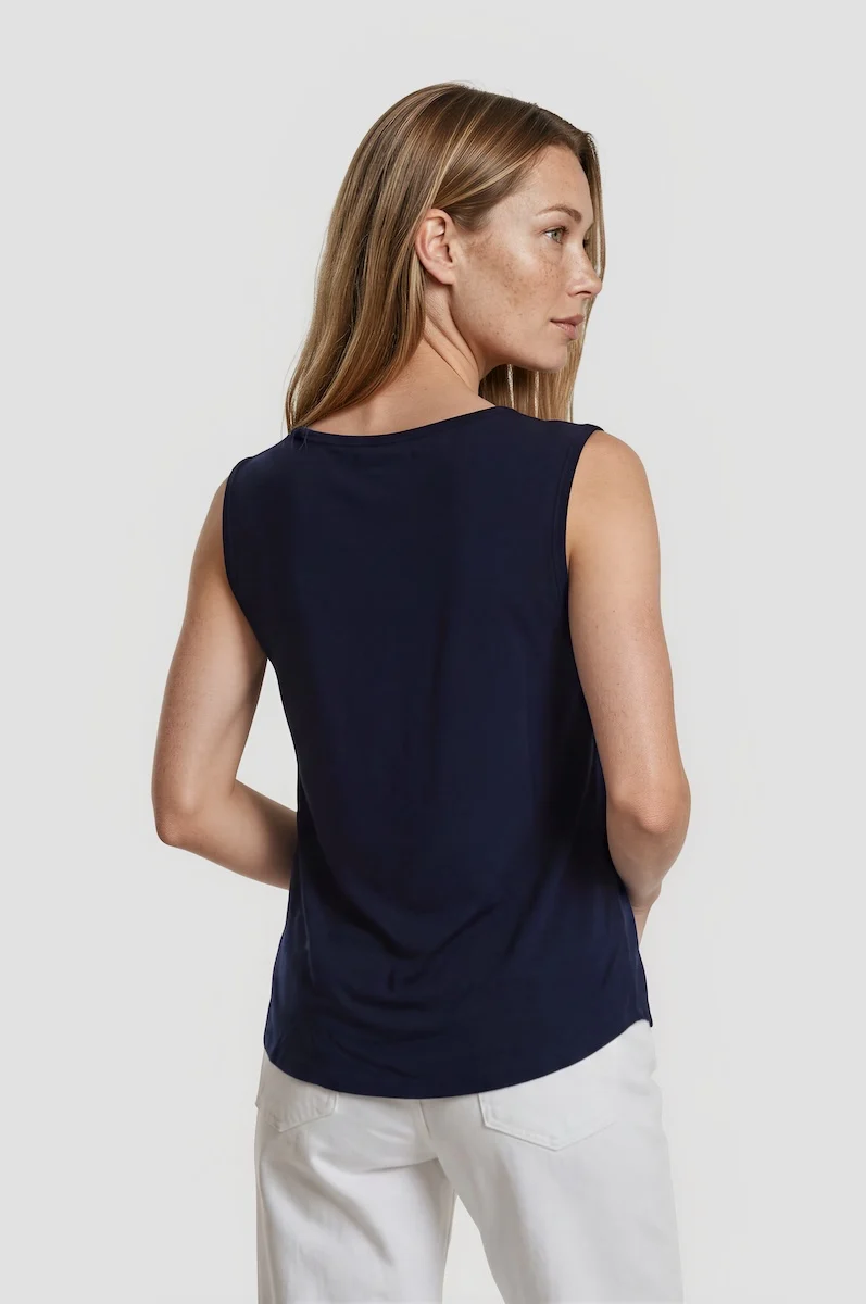 Half Zip Tank Top - Navy - Image 2