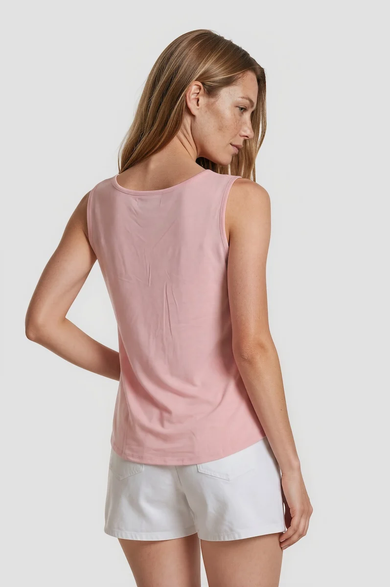 Half Zip Tank Top - Pink - Image 2