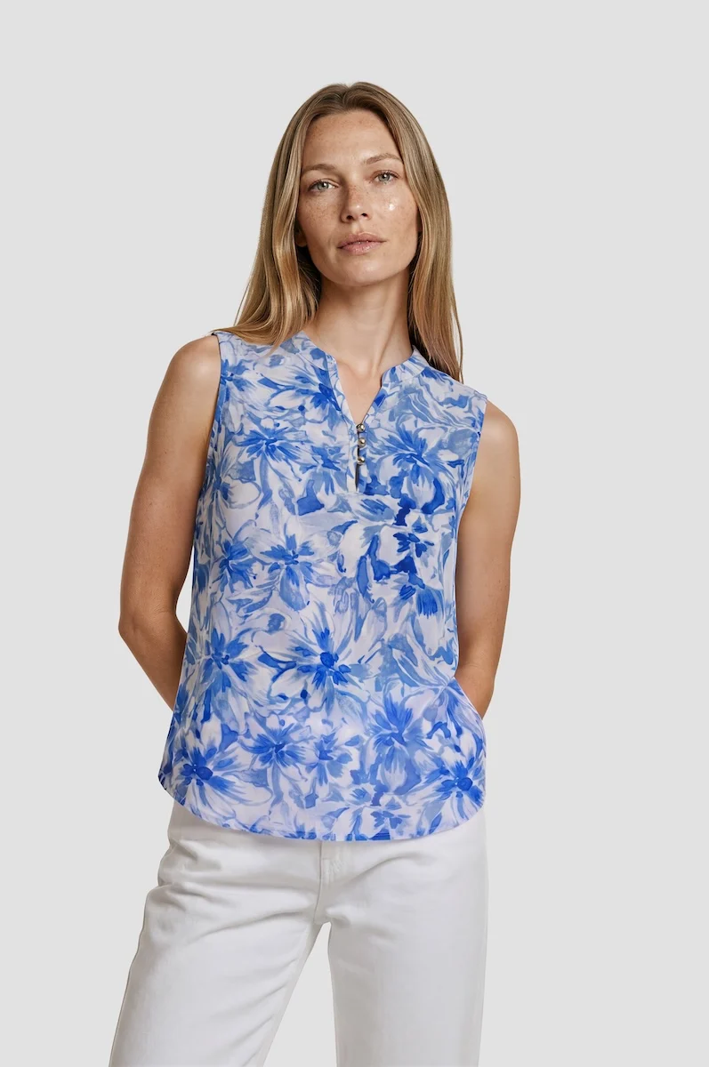 Sleeveless Printed Top - Blue