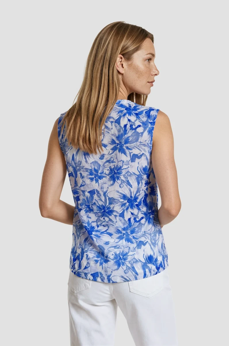 Sleeveless Printed Top - Blue - Image 2