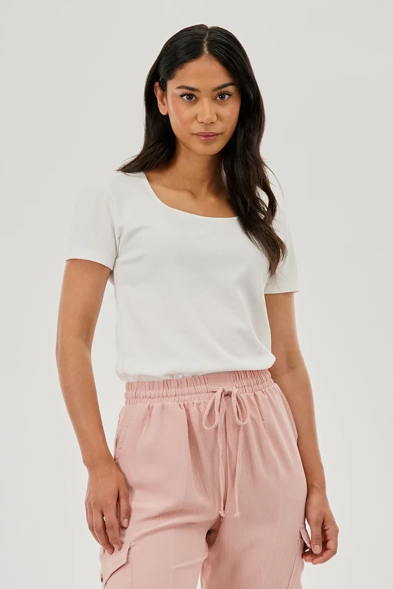 Square Neck Tee - White