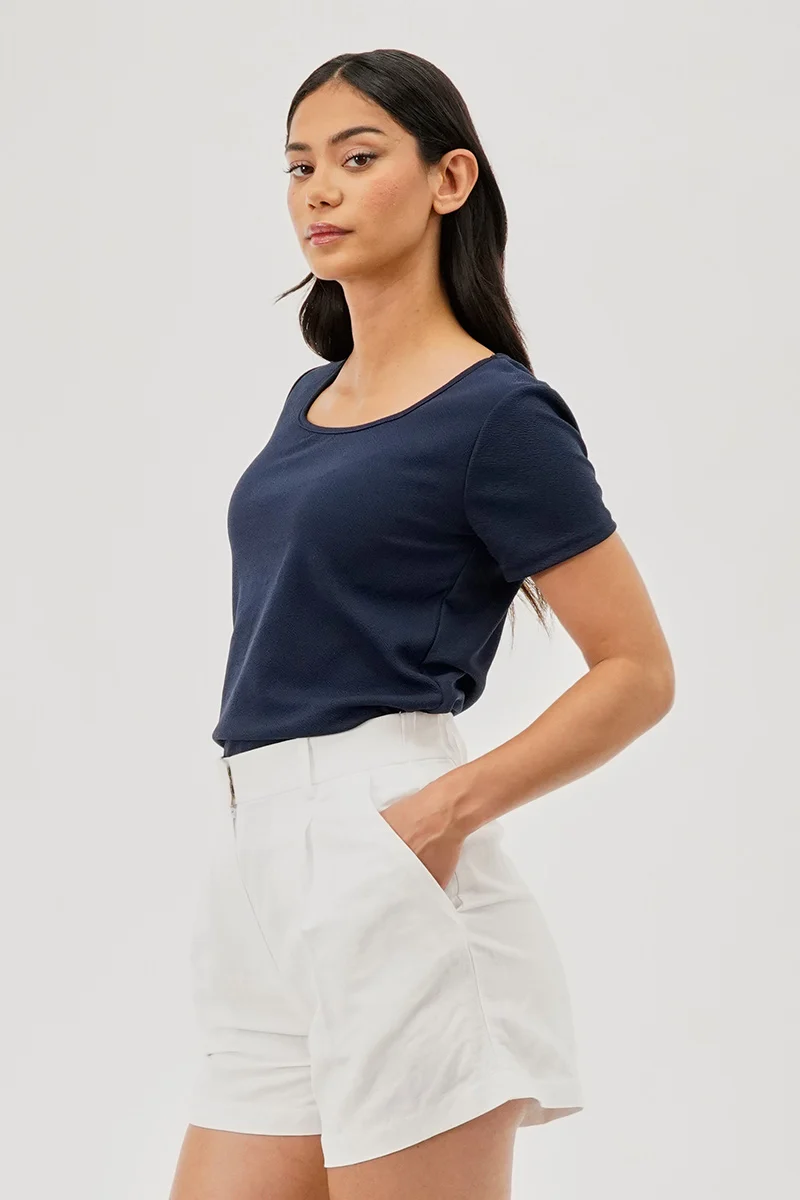 Square Neck Tee - Navy - Image 2