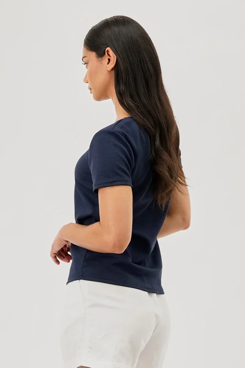 Square Neck Tee - Navy - Image 3