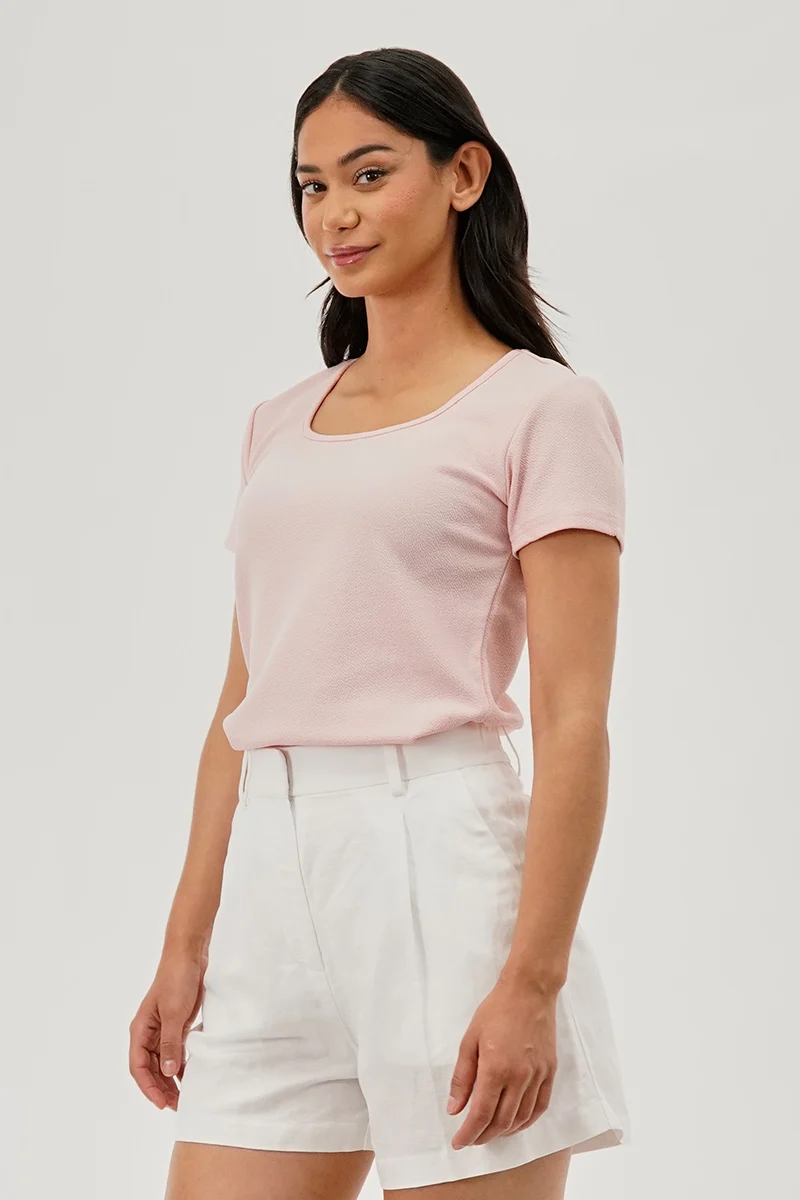 Square Neck Tee - Pink - Image 2