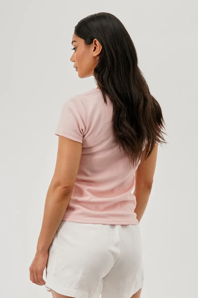 Square Neck Tee - Pink - Image 3