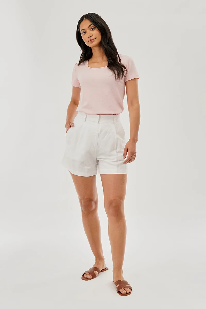 Square Neck Tee - Pink - Image 5