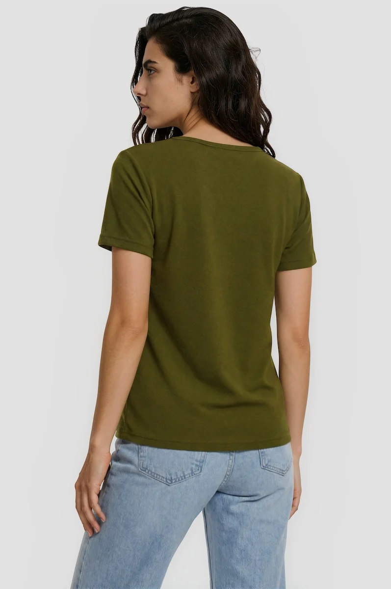 Short Sleeve Square Neck Tee - Green - Image 2