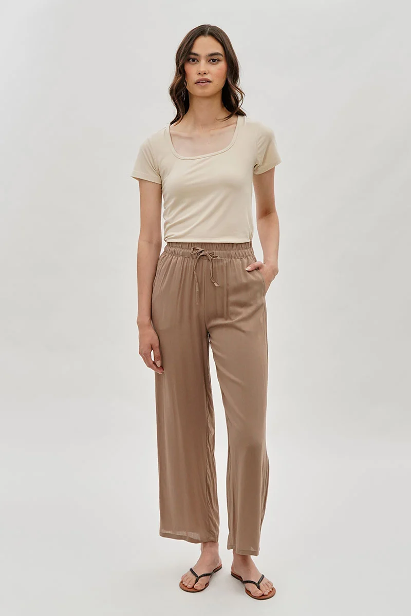 Square Neck Tee - Beige - Image 5