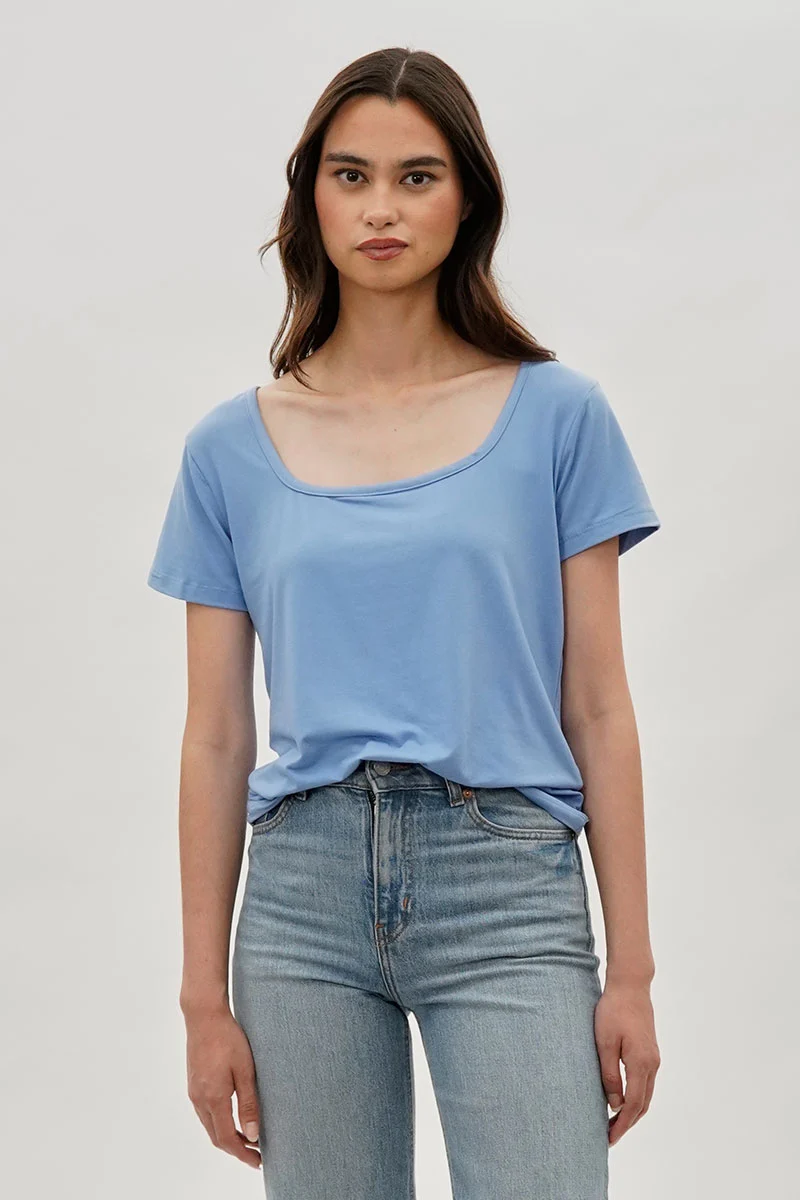 Square Neck Tee - Blue