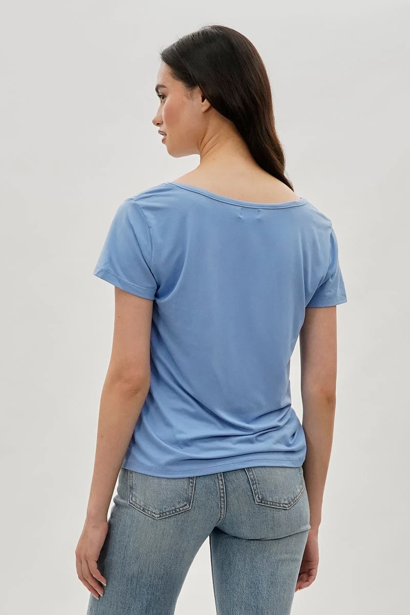 Square Neck Tee - Blue - Image 3