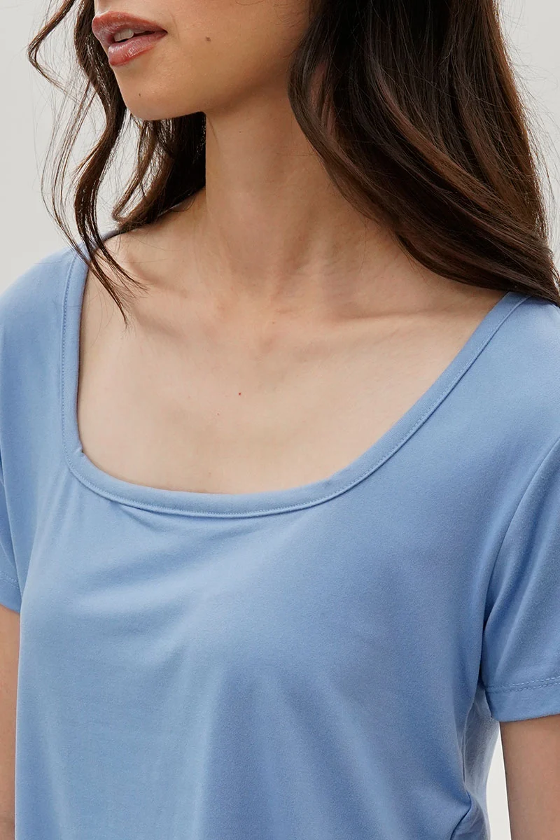 Square Neck Tee - Blue - Image 4