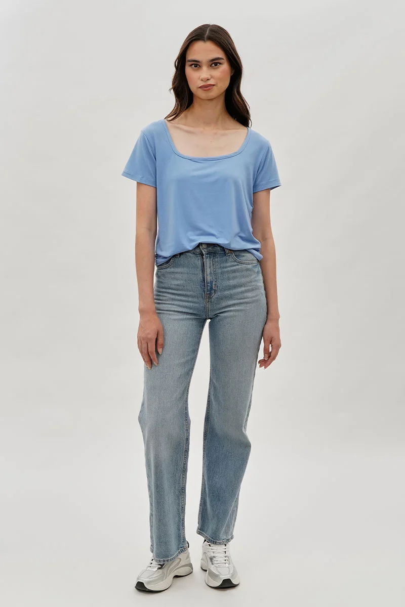 Square Neck Tee - Blue - Image 5