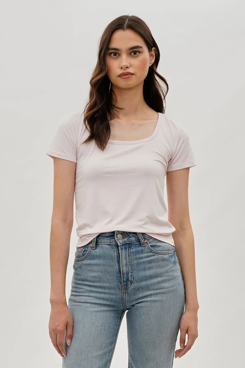Square Neck Tee - Blush