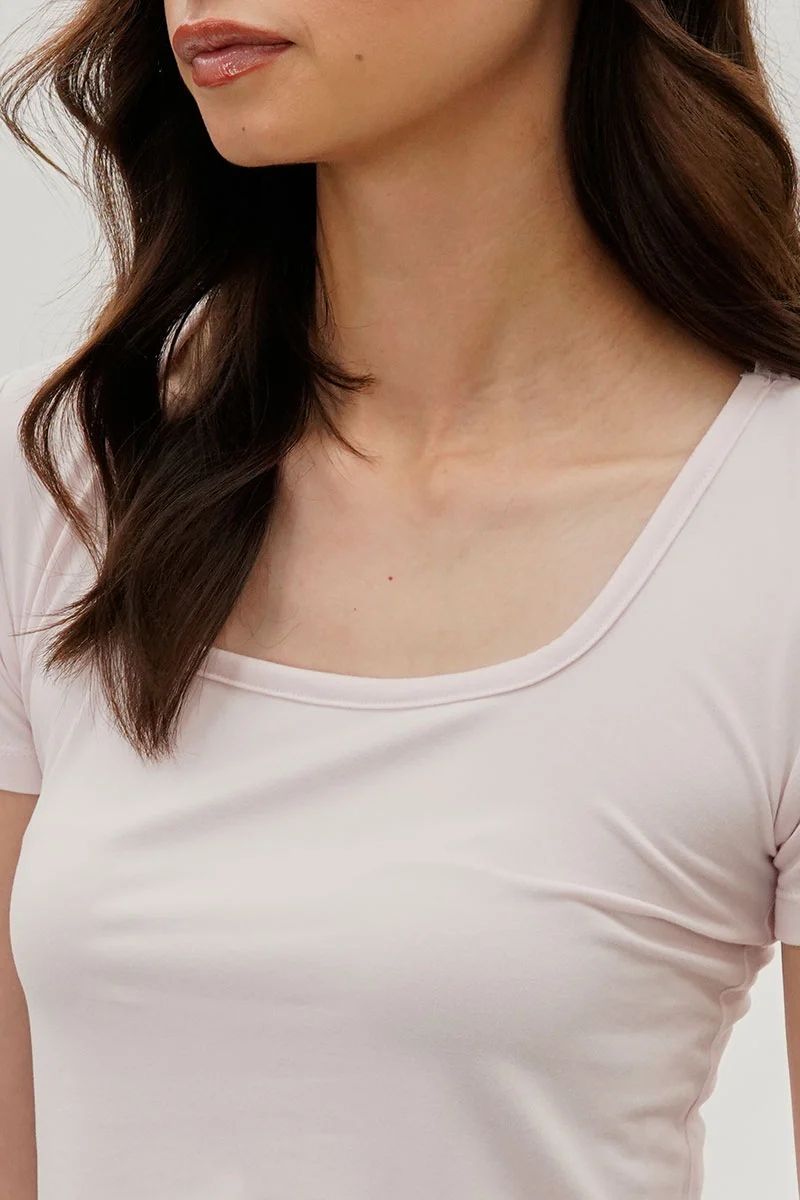 Square Neck Tee - Blush - Image 4