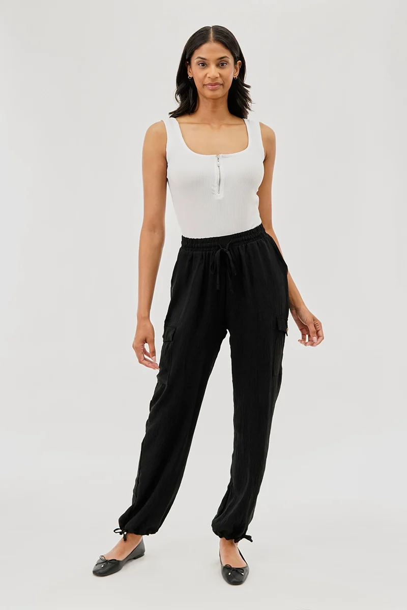 Ribbed Quarter Zip Tank Top - White - Image 5
