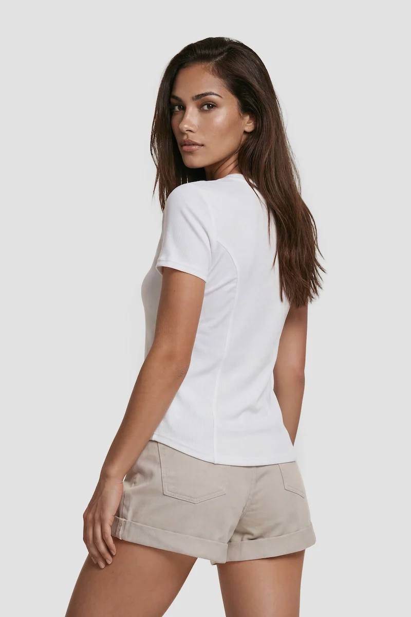 Short Sleeve Top With Snaps - White - Image 2