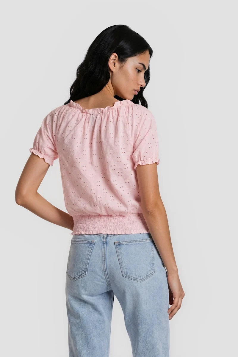 Bell Sleeve Ruffle Shirt - Pink - Image 2