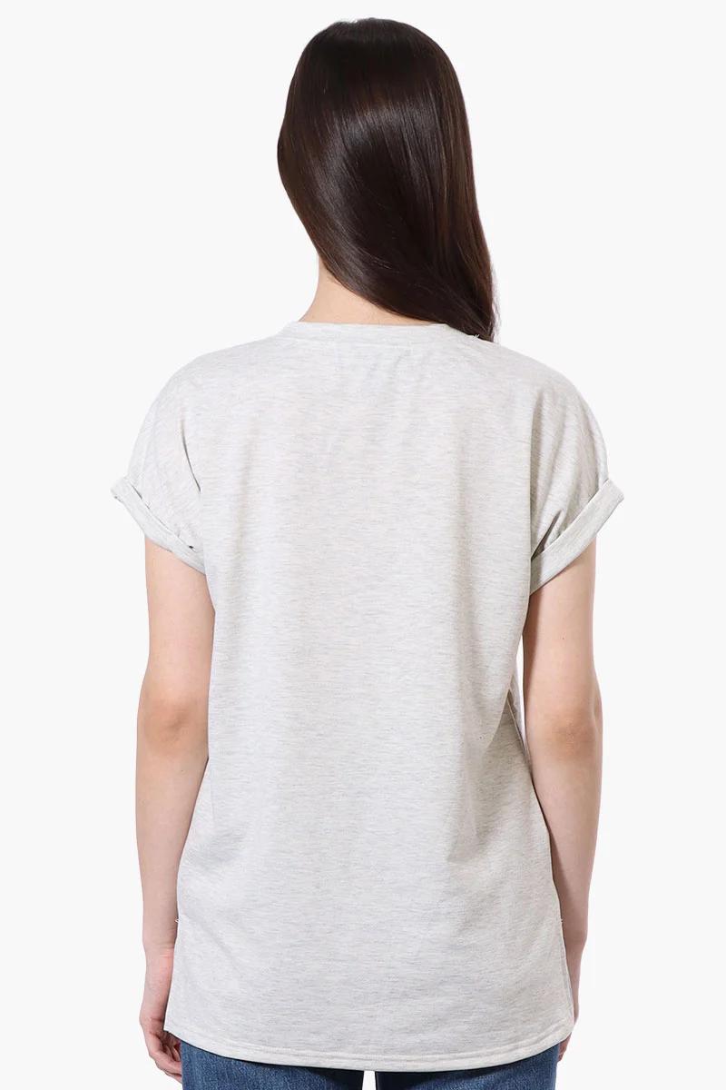 Sport Cuffed Sleeve V-Neck Tee - Grey - Image 3