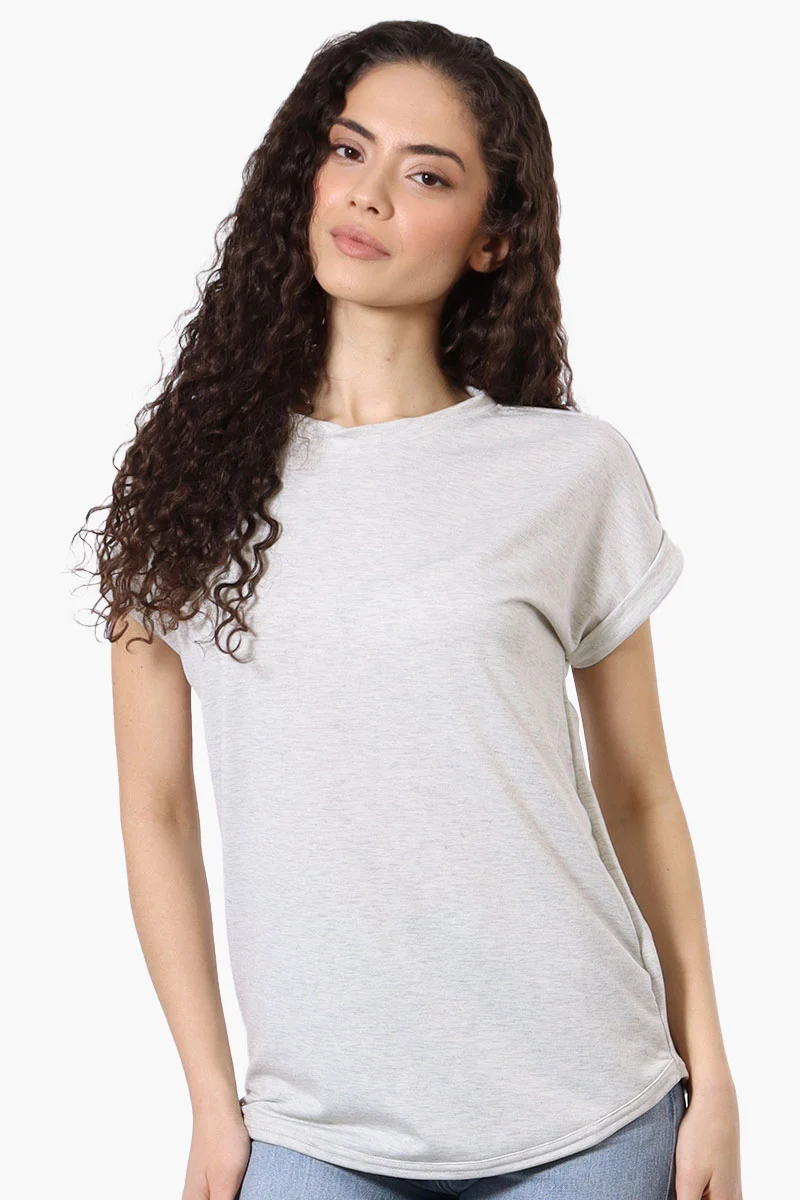 Sport Basic Cuffed Sleeve Tee - Grey