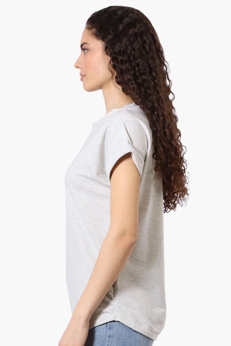Sport Basic Cuffed Sleeve Tee - Grey - Image 2