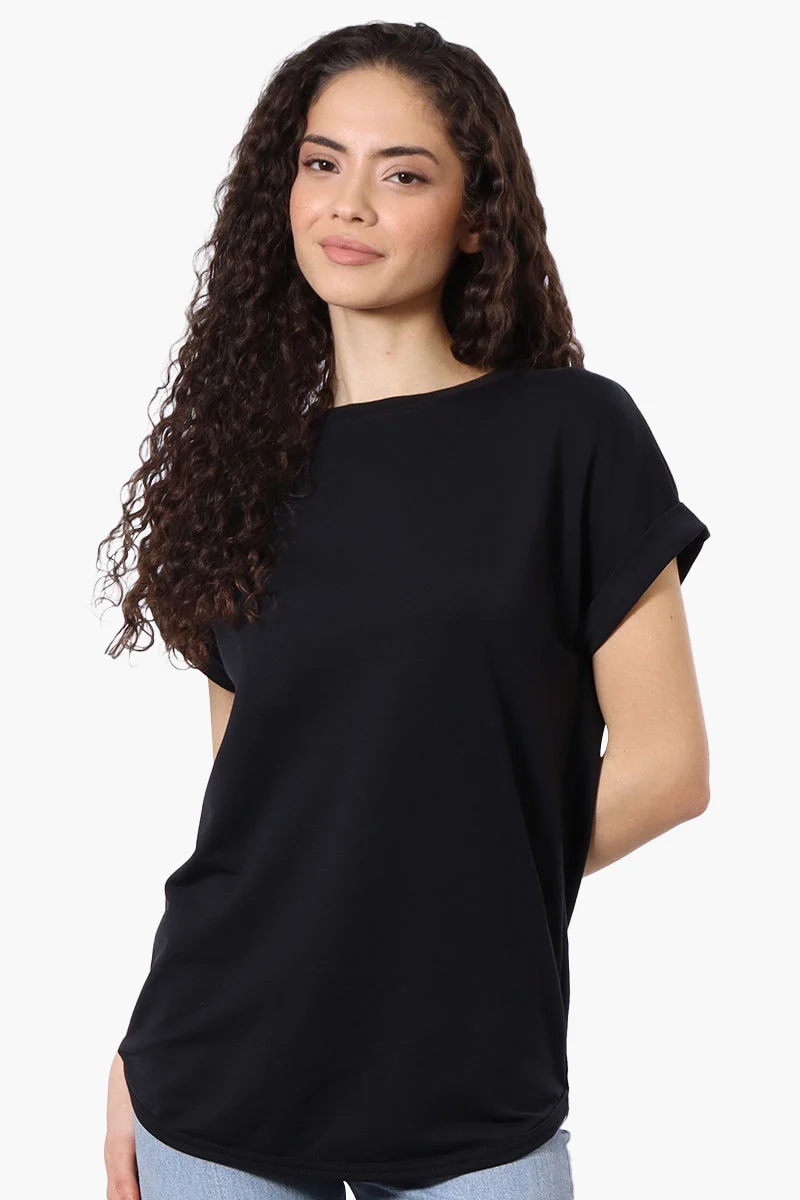 Sport Basic Cuffed Sleeve Tee - Black