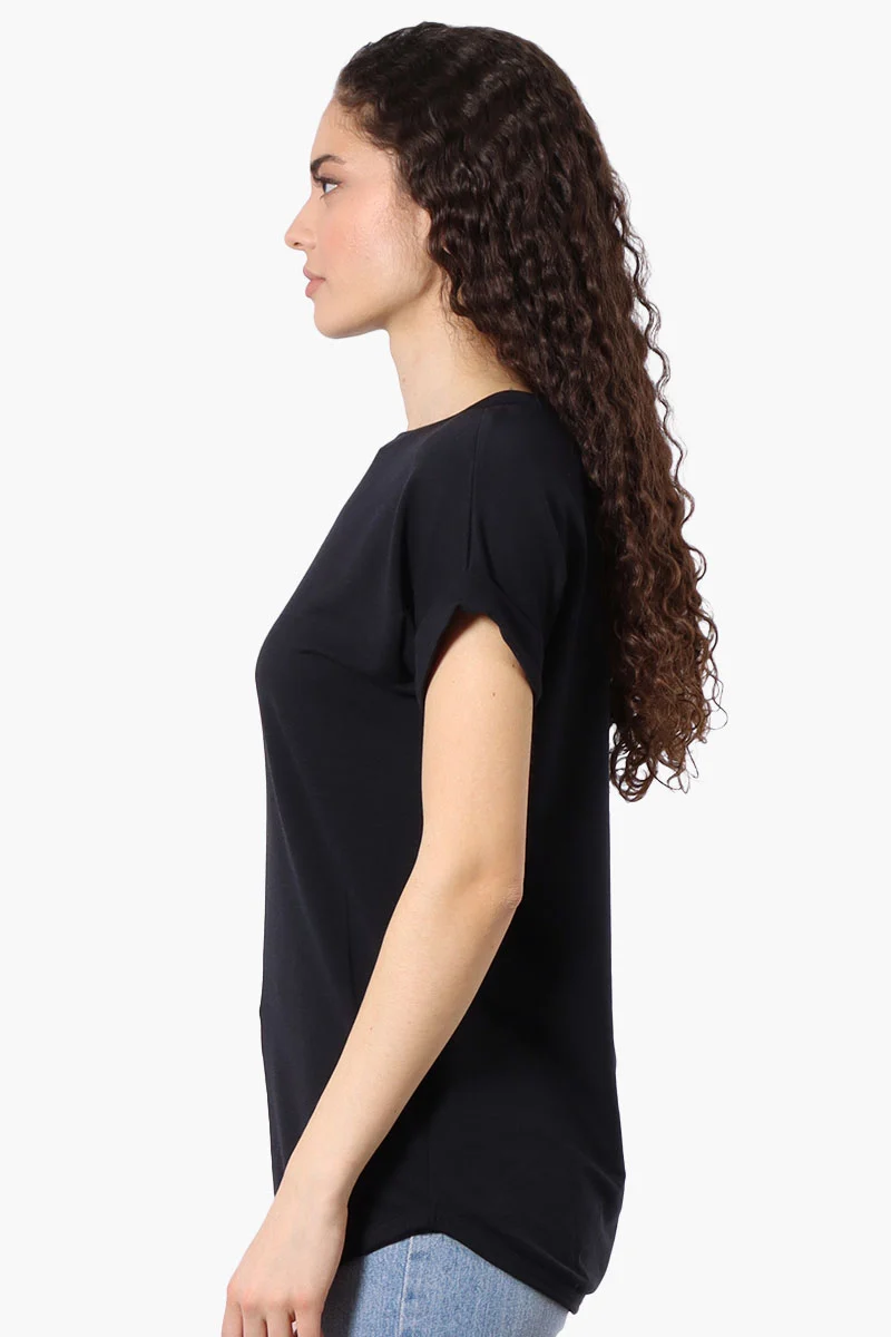 Sport Basic Cuffed Sleeve Tee - Black - Image 2