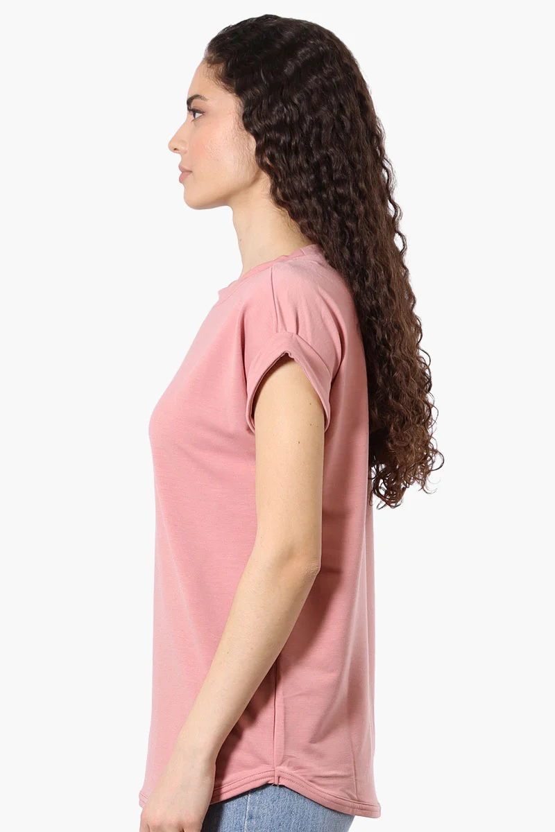 Sport Basic Cuffed Sleeve Tee - Pink - Image 2