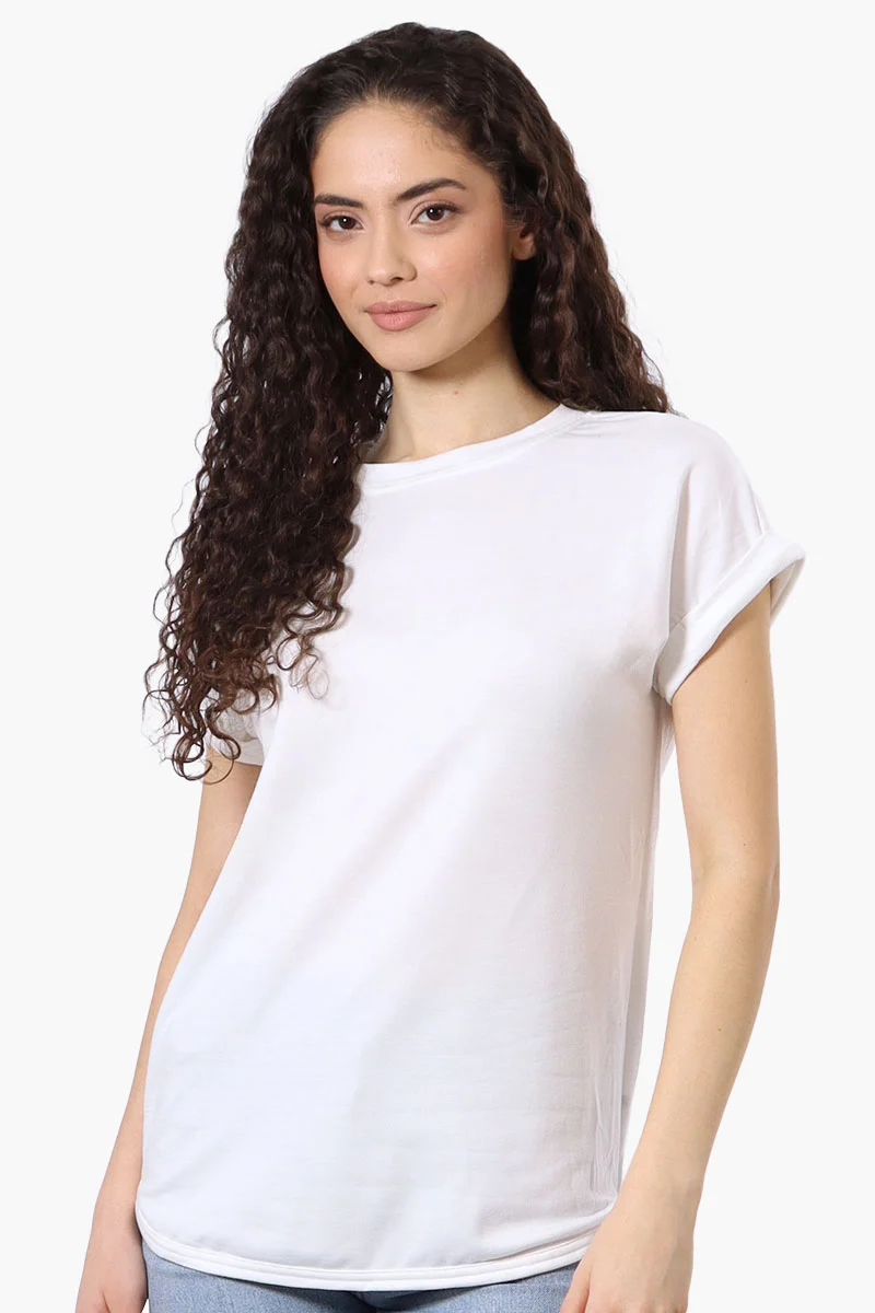 Sport Basic Cuffed Sleeve Tee - White