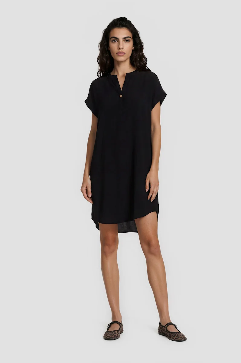 Short Sleeve Day Dress - Black