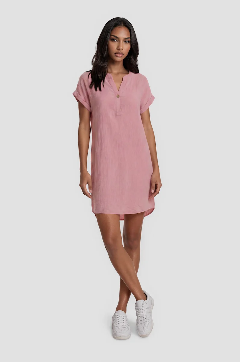 Short Sleeve Day Dress - Pink