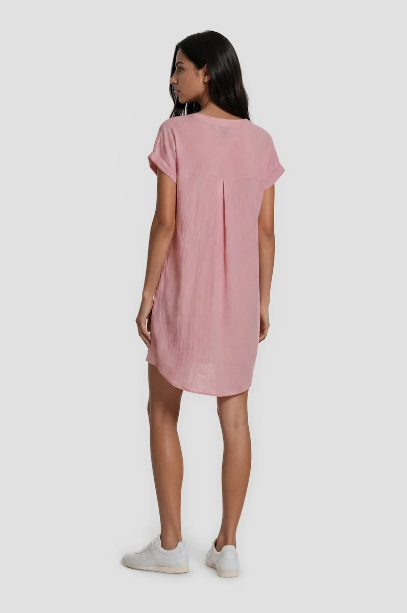 Short Sleeve Day Dress - Pink - Image 2