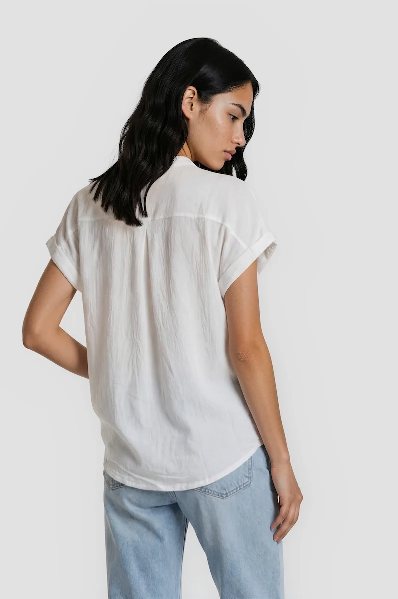 Short Sleeve Button Up Shirt - White - Image 2