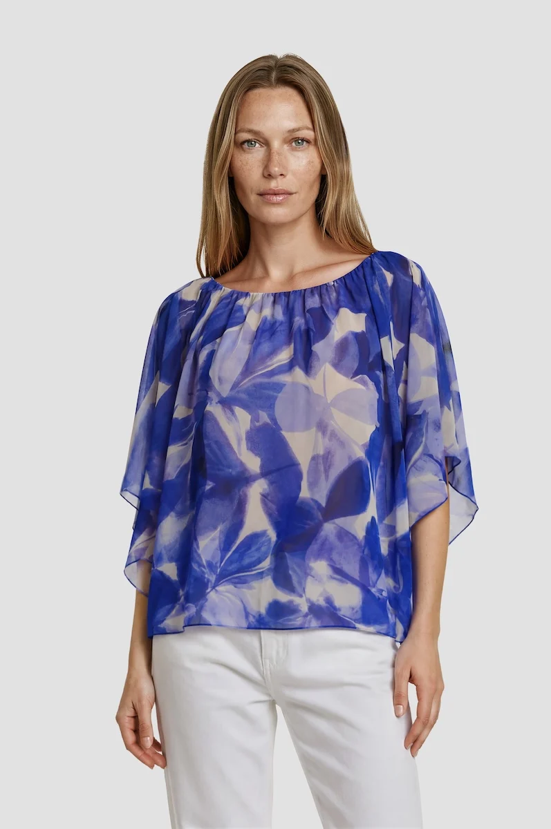 Printed Flutter Top - Blue