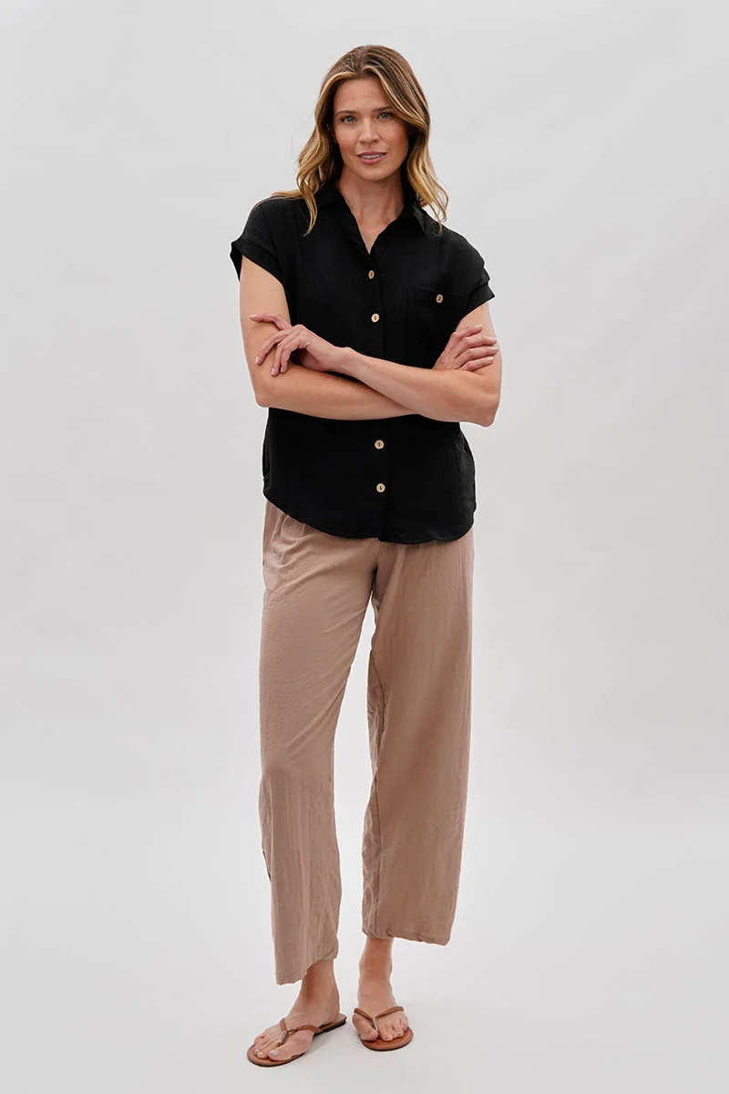 intage Short Sleeve Button Down Shirt - Black - Image 5