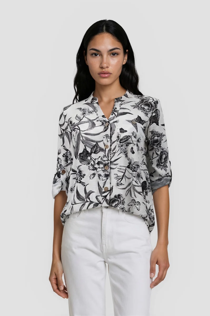 Long Sleeve Button Down Shirt - White