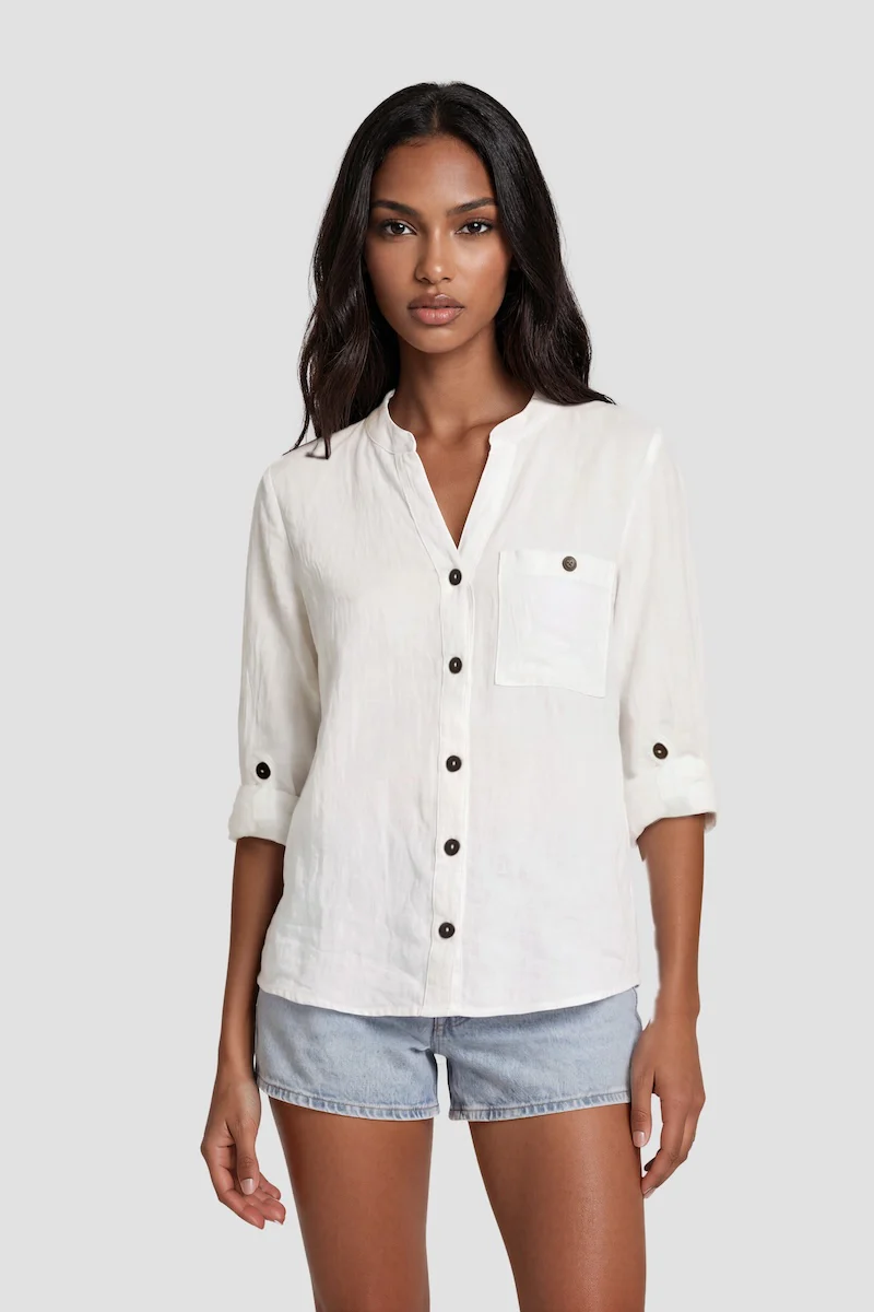 Long Sleeve Button Down Shirt - White