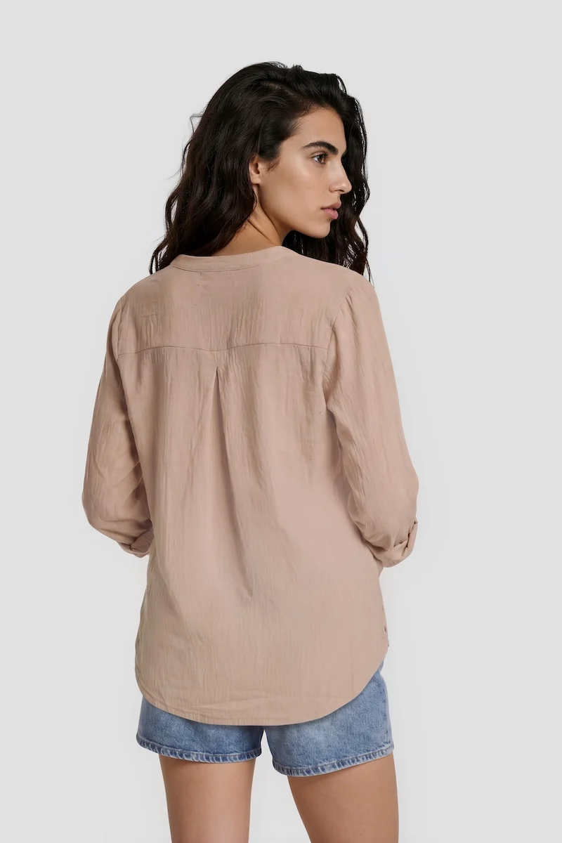 Long Sleeve Button Down Shirt - Blush - Image 2