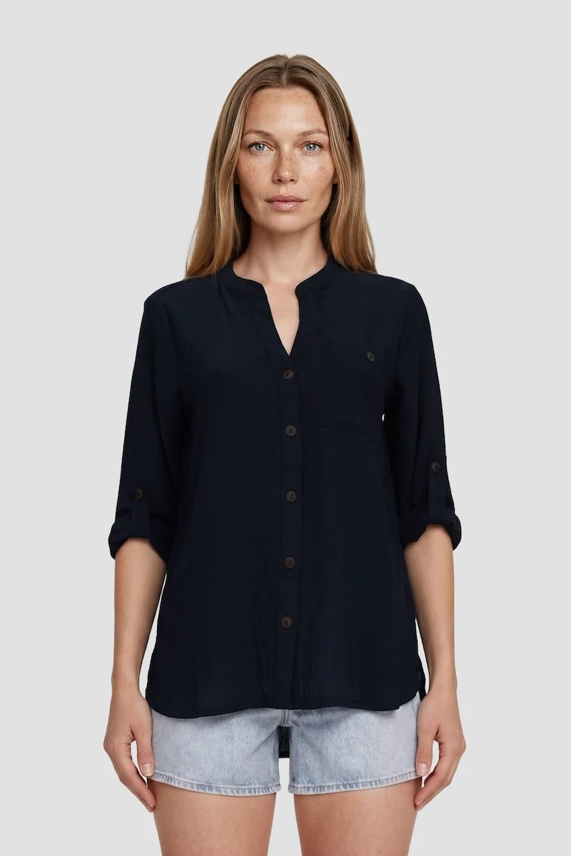 Long Sleeve Button Down Shirt - Navy