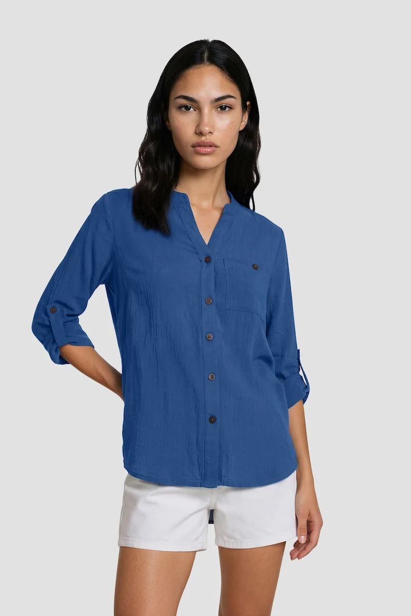 Long Sleeve Button Down Shirt - Blue