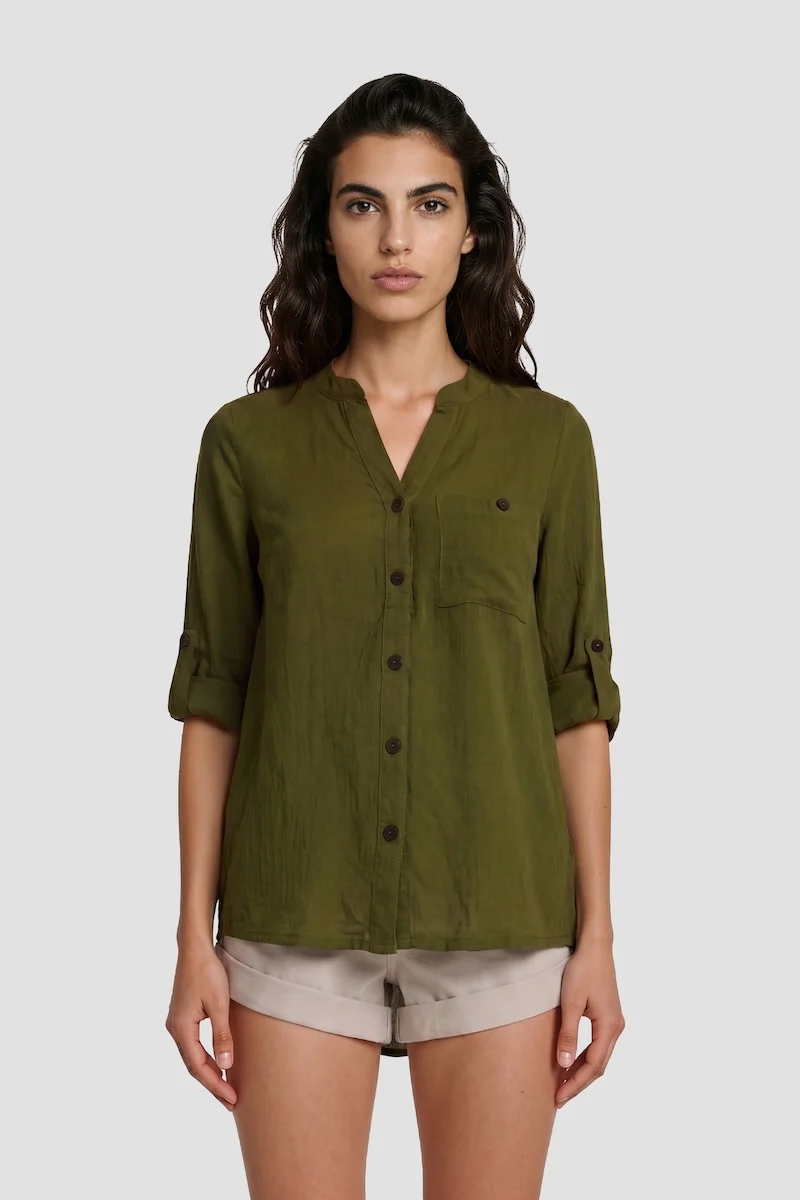 Long Sleeve Button Down Shirt - Green