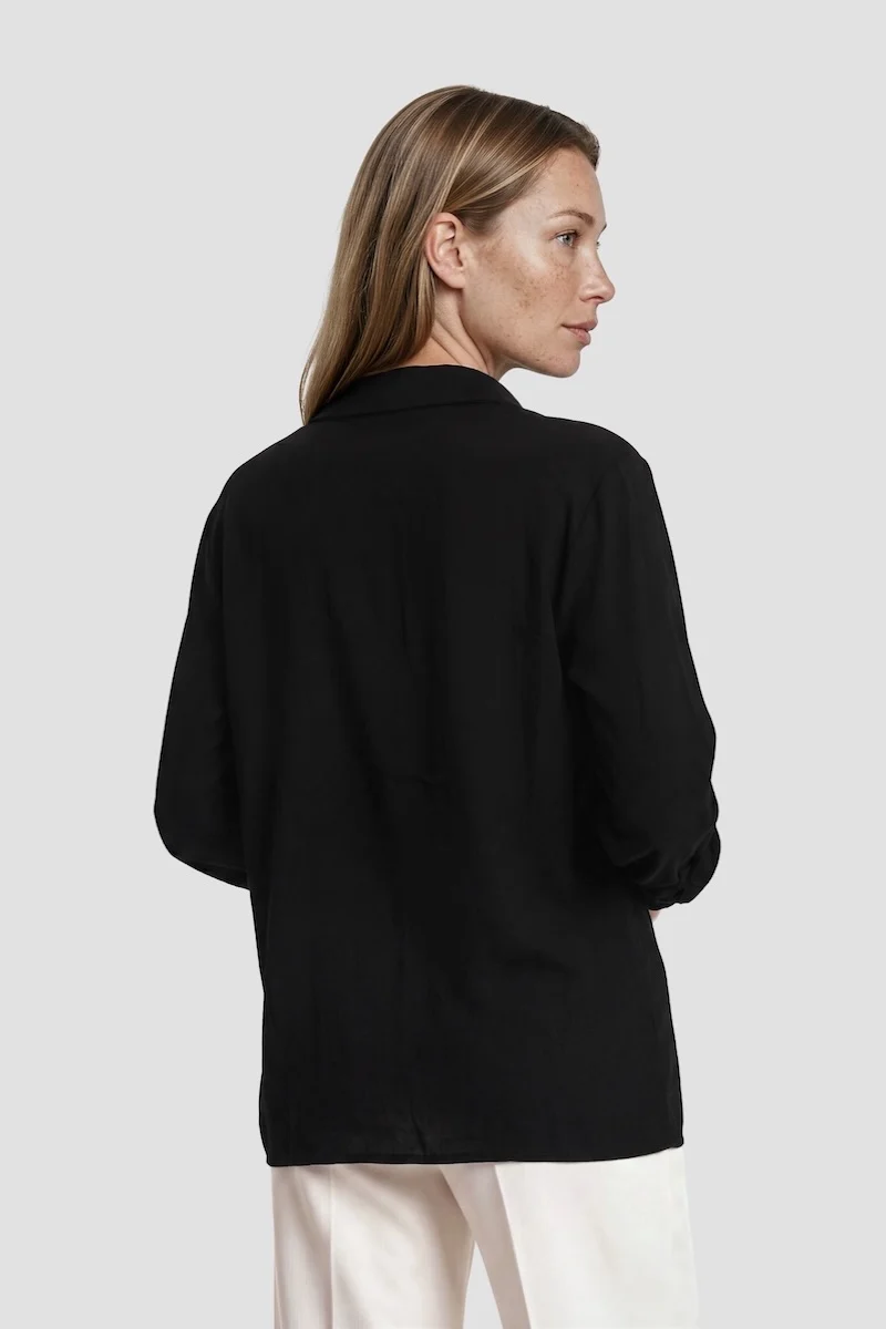 Long Sleeve Button Down Shirt - Black - Image 2