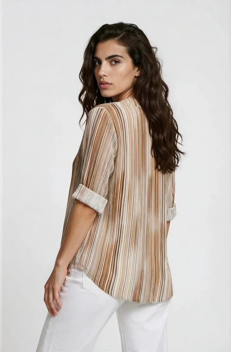 Printed Roll Up Sleeve Blouse - Multi - Image 2