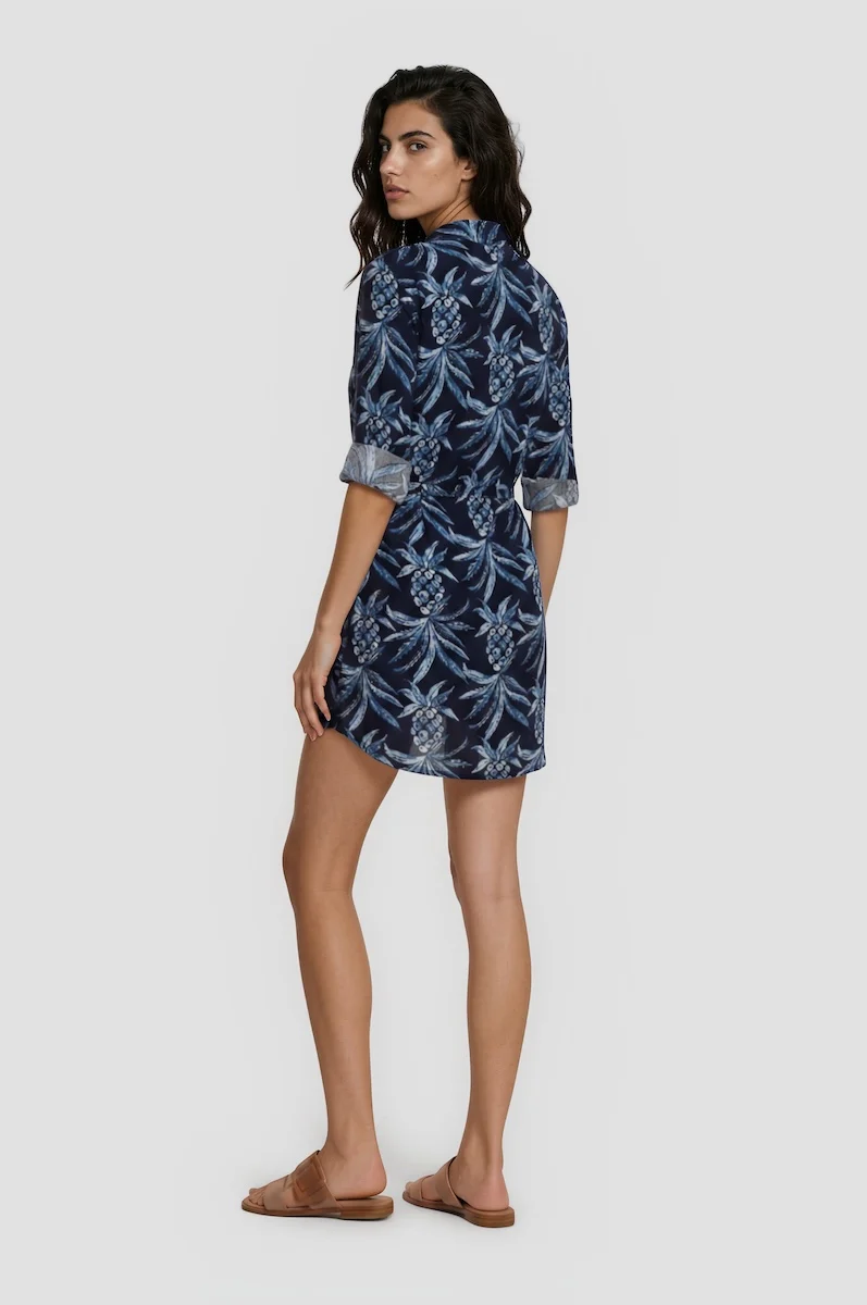 Half Zip Printed Tunic - Navy - Image 2
