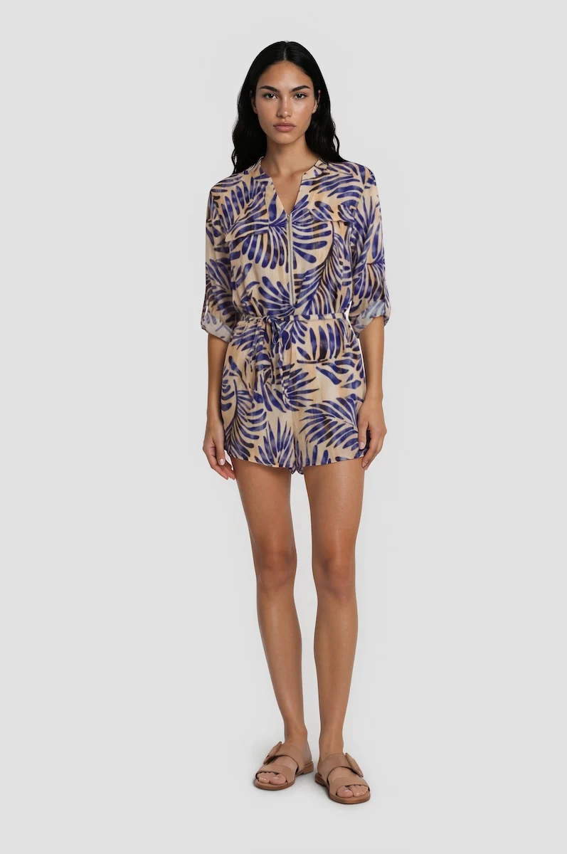 Half Zip Printed Tunic - Multi