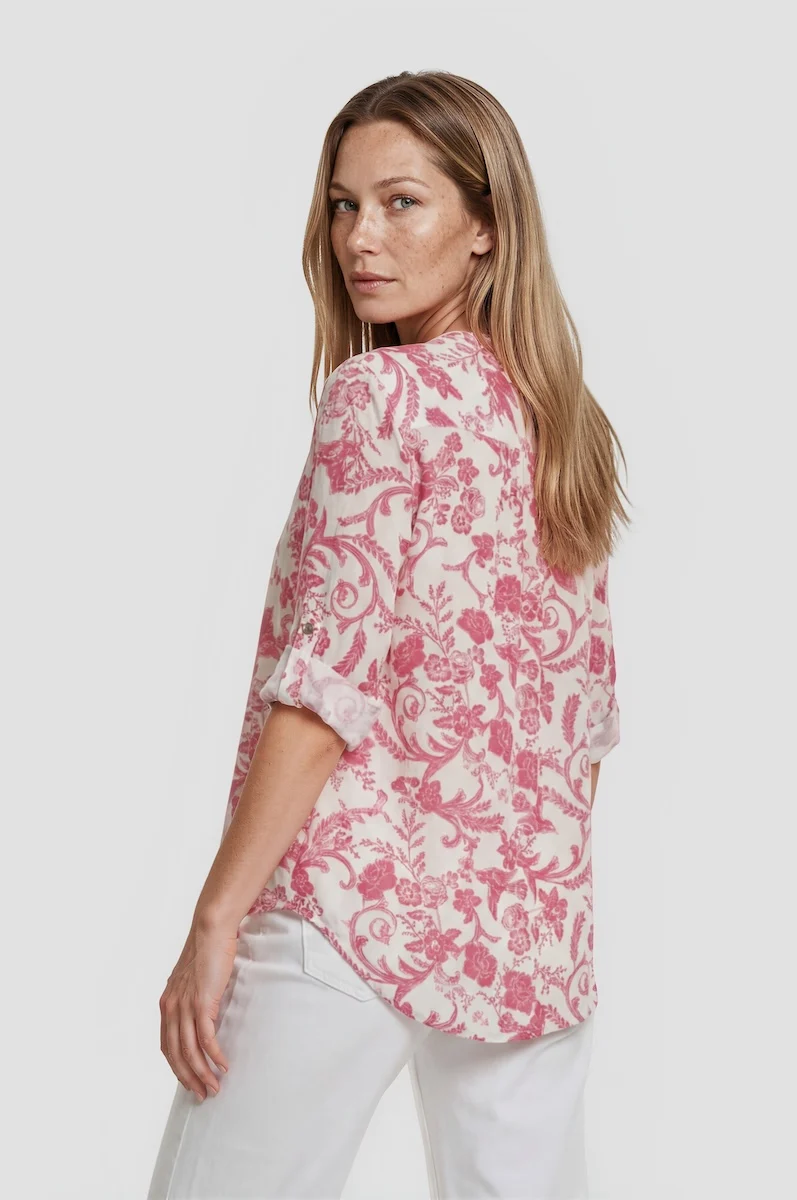 Printed Button Up Shirt - Pink - Image 2