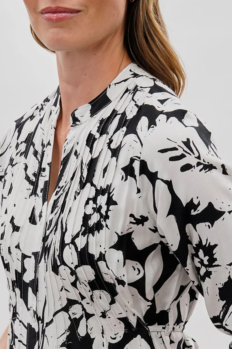 Floral Back Tie Blouse - Black - Image 4