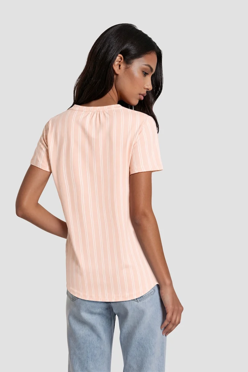 Short Sleeve Half Button Up Shirt - Pink - Image 2