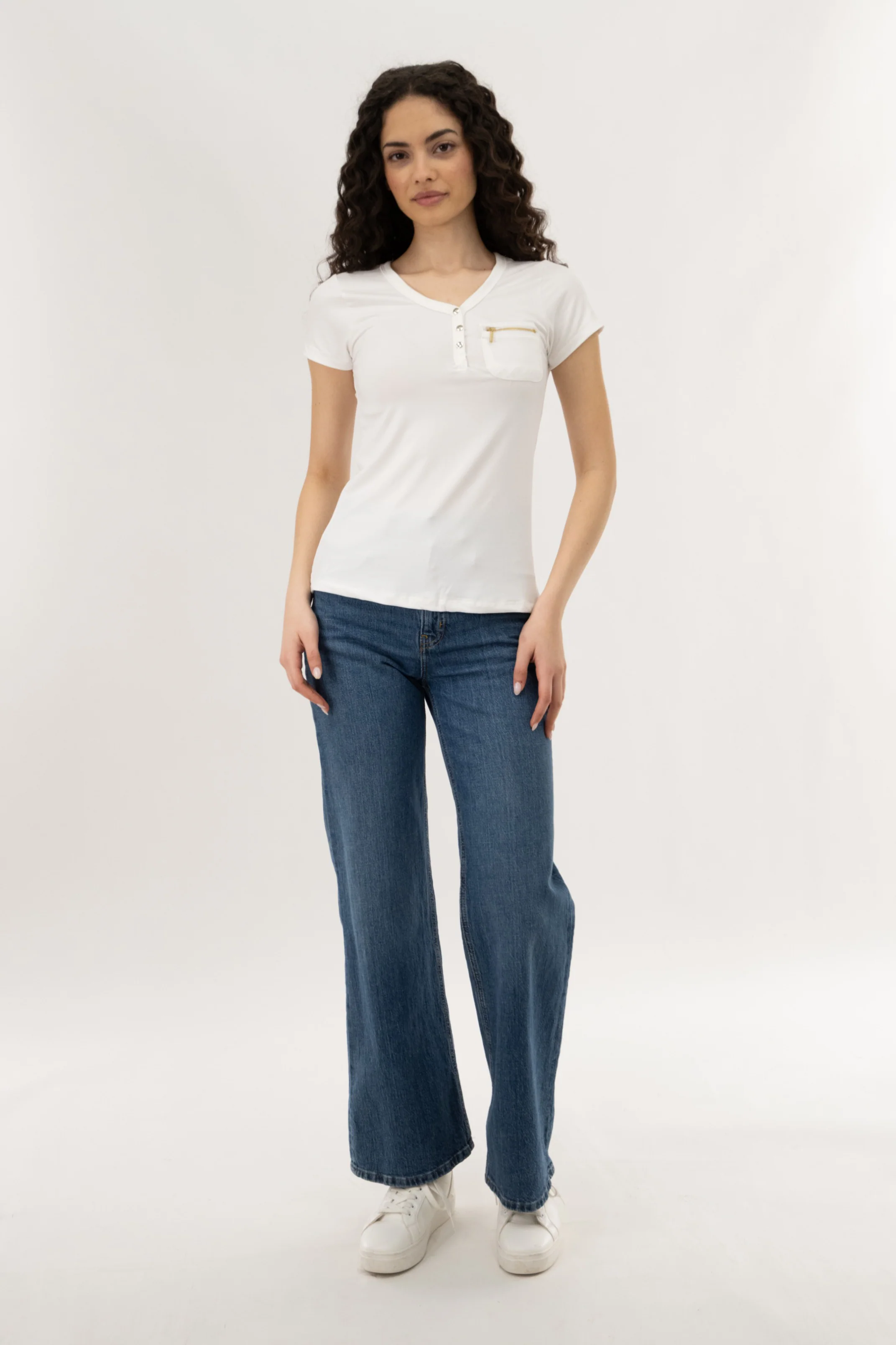 Henley With Zipper Tee - White - Image 5