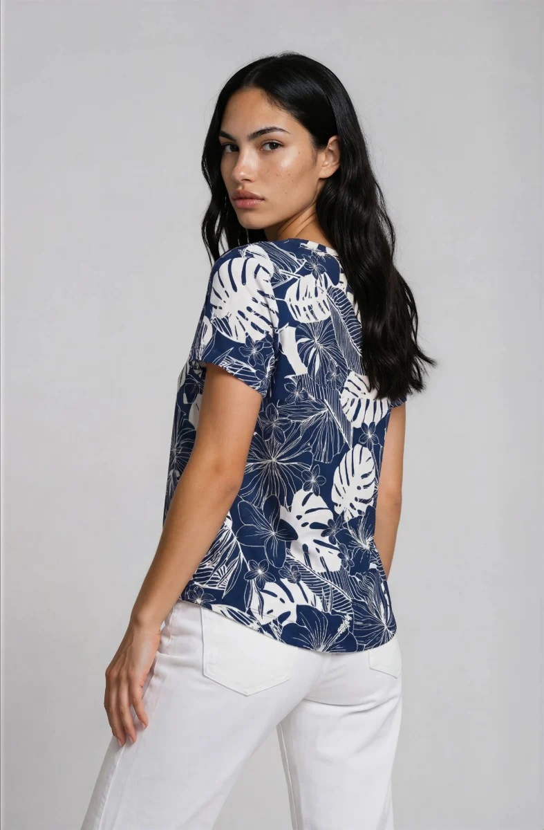 Short Sleeve Zip Henley - Navy - Image 2