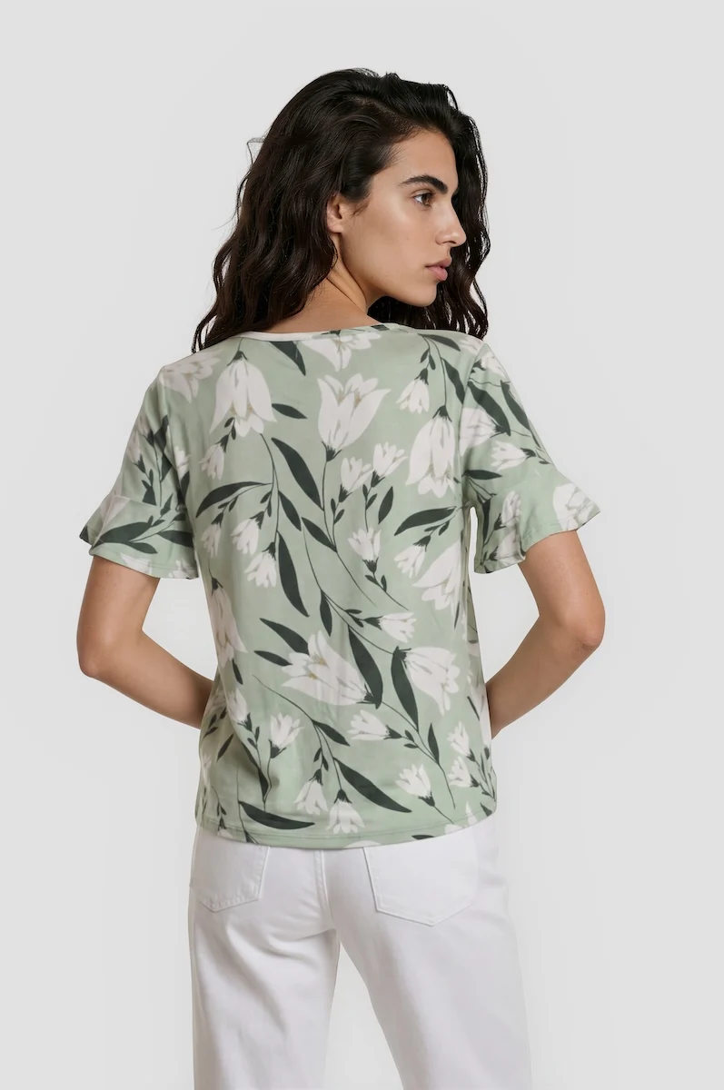 Short Sleeve Front Knot Top - Mint - Image 2